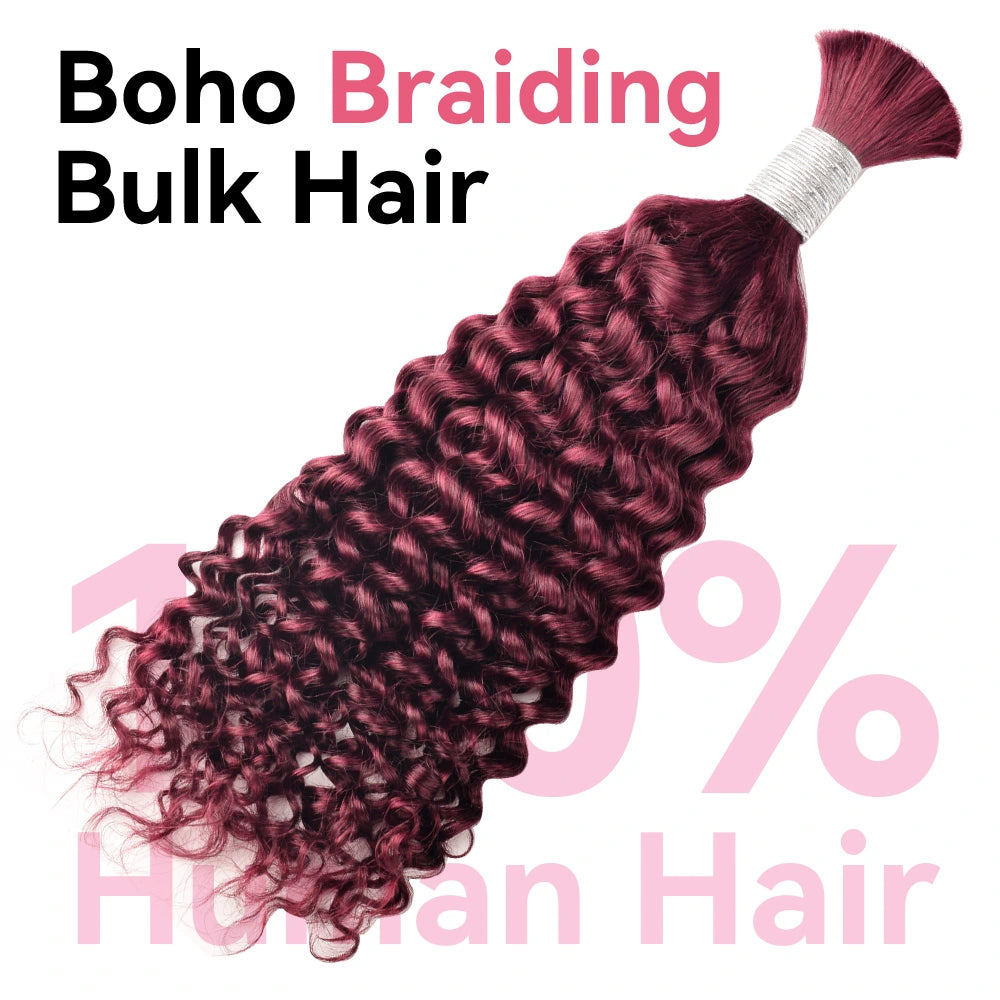 #99J Burgundy 100% Human Hair Braid Styles BORUIHAIR
