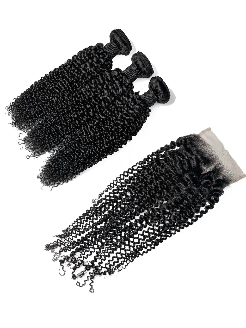 Kinky Curly 3PCS Bundles & 1PC 5x5 Lace Closure | Transparent & HD Lace | 100% Human Hair | Top Virgin Hair