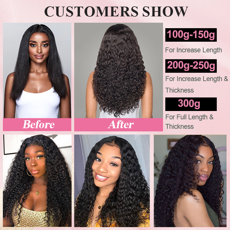 #1B Deep Curly Tape in Hair  Extensions 20pcs 50g/pack Seamless Skin Weft Hair | 100% Human Hair | BORUIHAIR