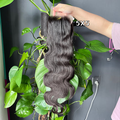 Top Raw Hair Body Wave 5X5 13X4 13X6 HD Lace Closure