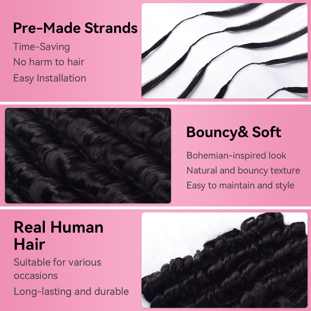 Loose Deep Wave Crochet Human Hair Pre Loop Extensions BORUIHAIR