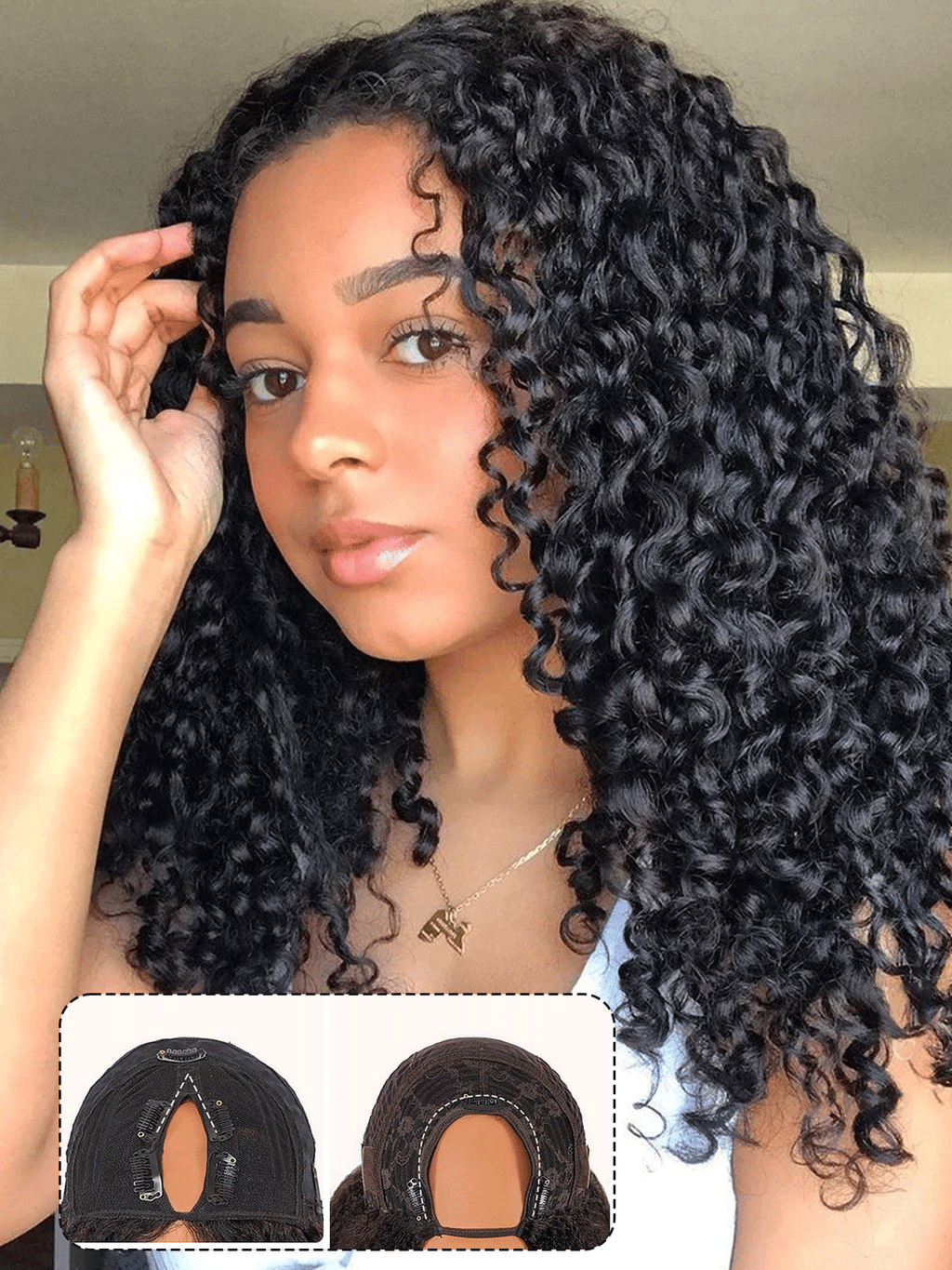 250% Density Boruihair SDD Pixie Curly Glueless Pre‐Plucked Human Hair Wigs| V‐Part & U‐Part Options | 100% Human Hair