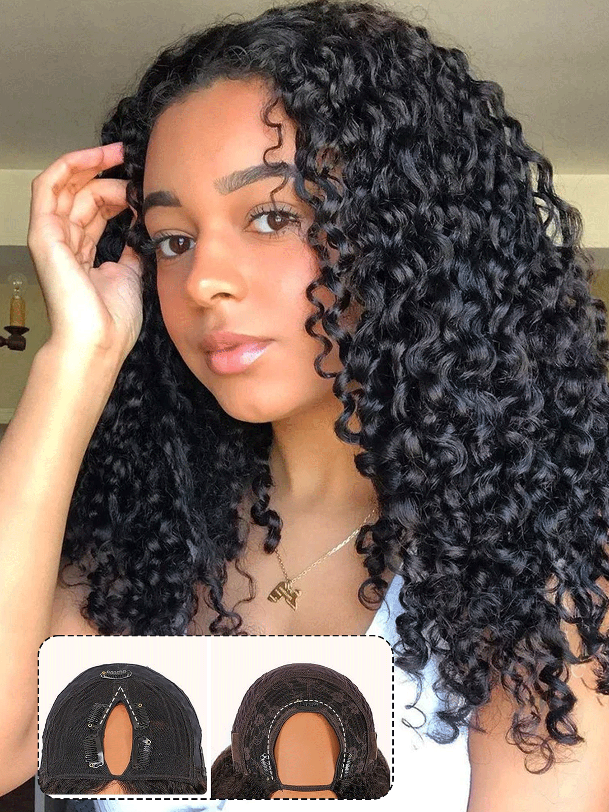 250% Density Boruihair SDD Pixie Curly Glueless Pre‐Plucked Human Hair Wigs| V‐Part & U‐Part Options | 100% Human Hair
