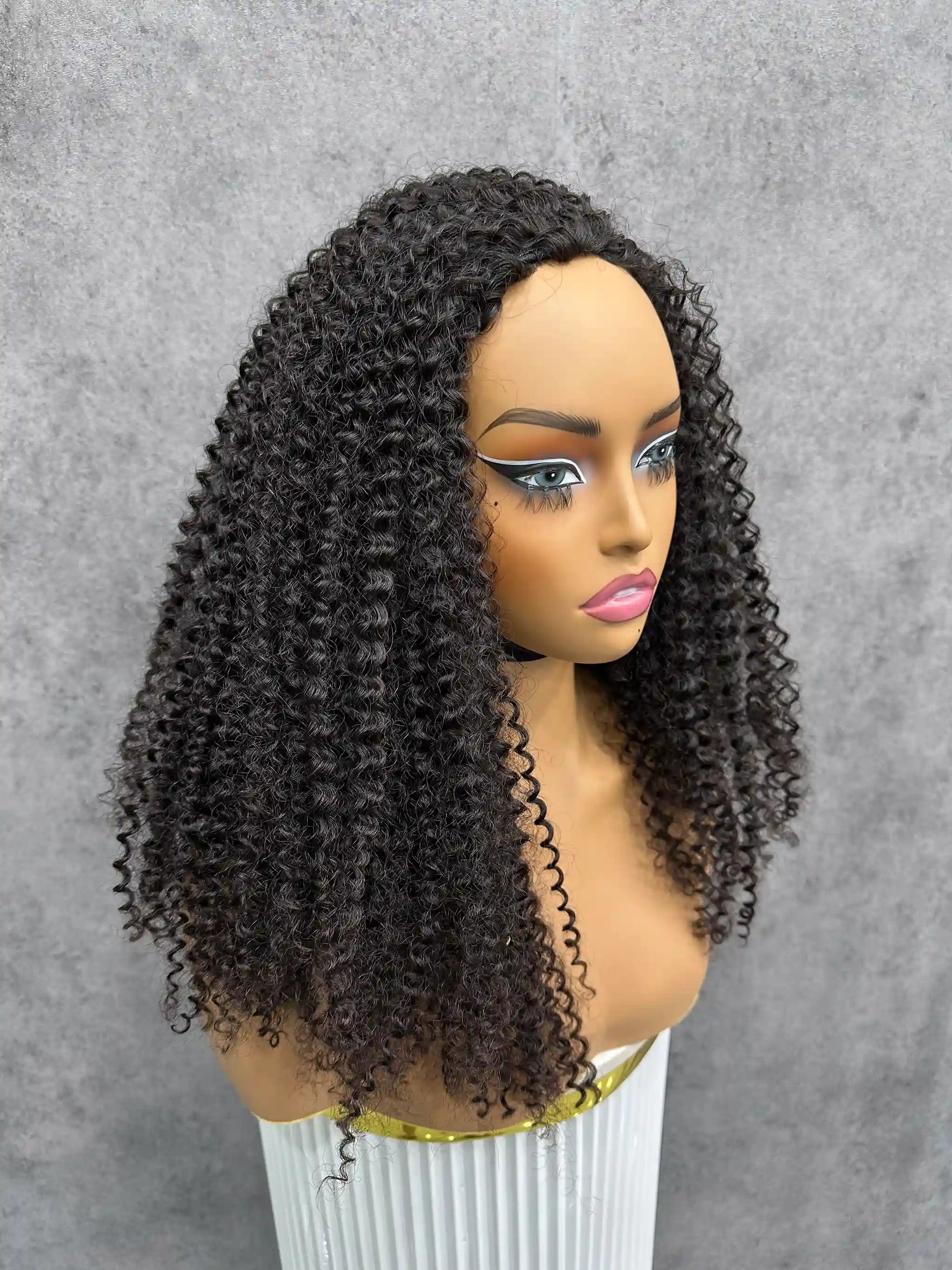 Kinky Curly | Virgin Hair | Wear & Go Half Wig | 3 In 1 Wig No Glue Half Wig | 100% Human Hair