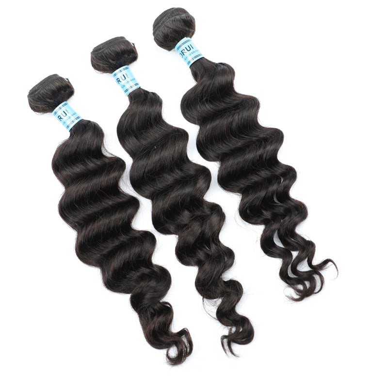 Natural Wave 3PCS Bundles & 1PC 5x5 Lace Closure | Transparent & HD Lace | 100% Human Hair | Top Virgin Hair