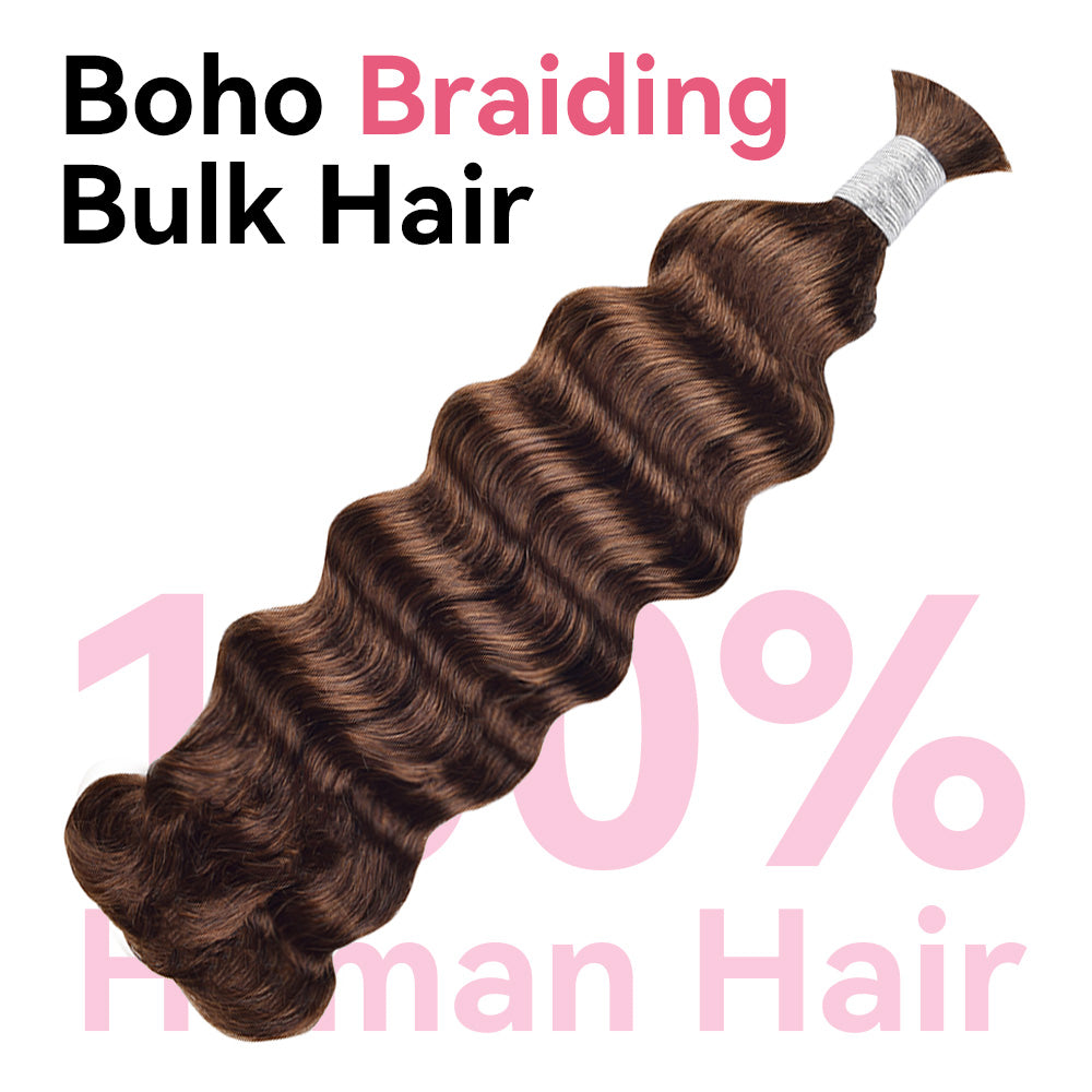 #4 Loose Deep Wave Hair Bulk | For Braiding | 100% Human Hair | BORUIHAIR