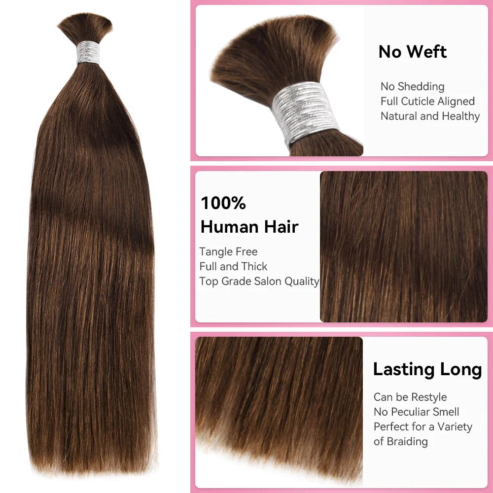 #4 Straight Hair Bulk | For Braiding | 100% Human Hair | BORUIHAIR