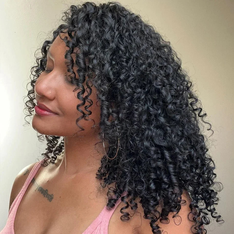 250% Density Boruihair SDD Pixie Curly Glueless Pre‐Plucked Human Hair Wigs| V‐Part & U‐Part Options | 100% Human Hair
