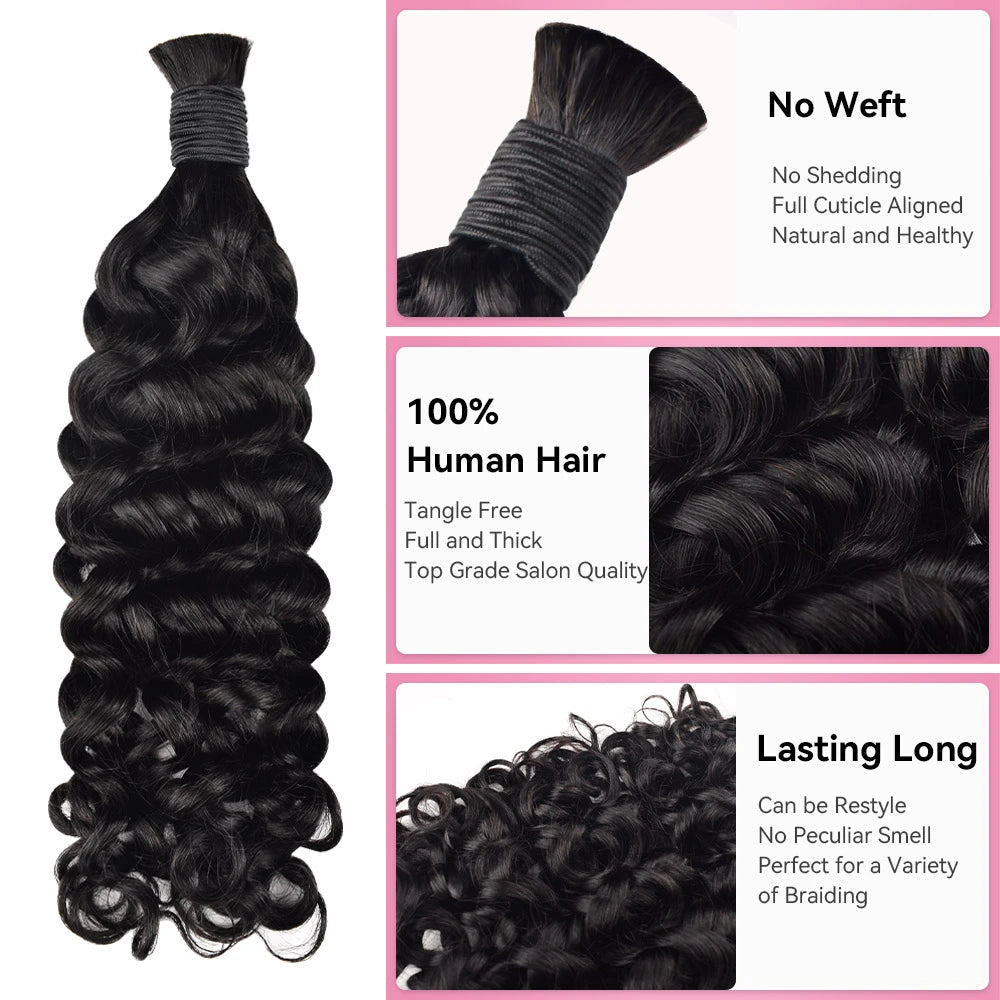 #1 Jet Black 100% Human Hair Braid Styles BORUIHAIR