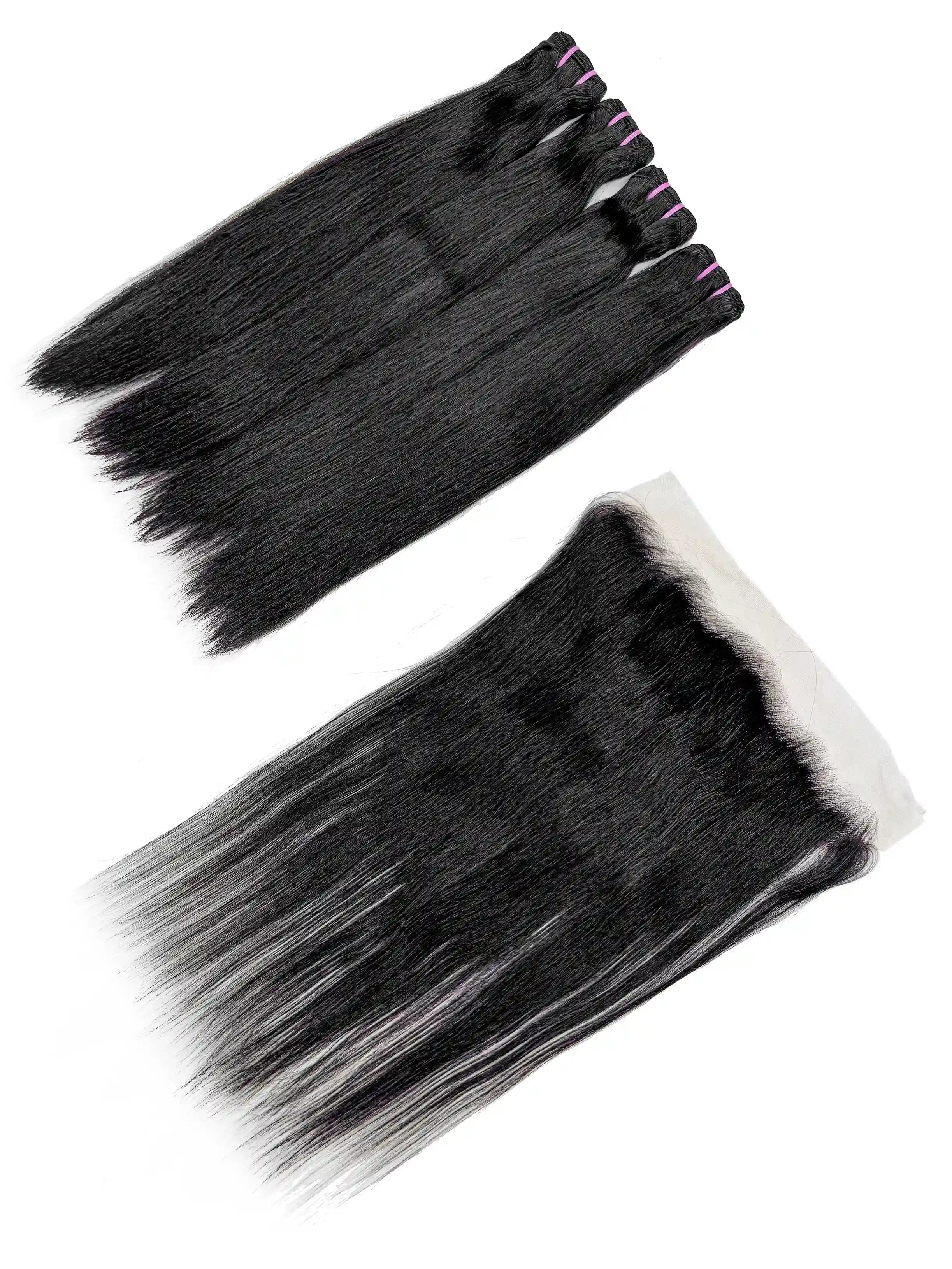Straight 4PCS Bundles & 1PC 13x4 Lace Frontal | Transparent & HD Lace | 100% Human Hair | Top Virgin Hair