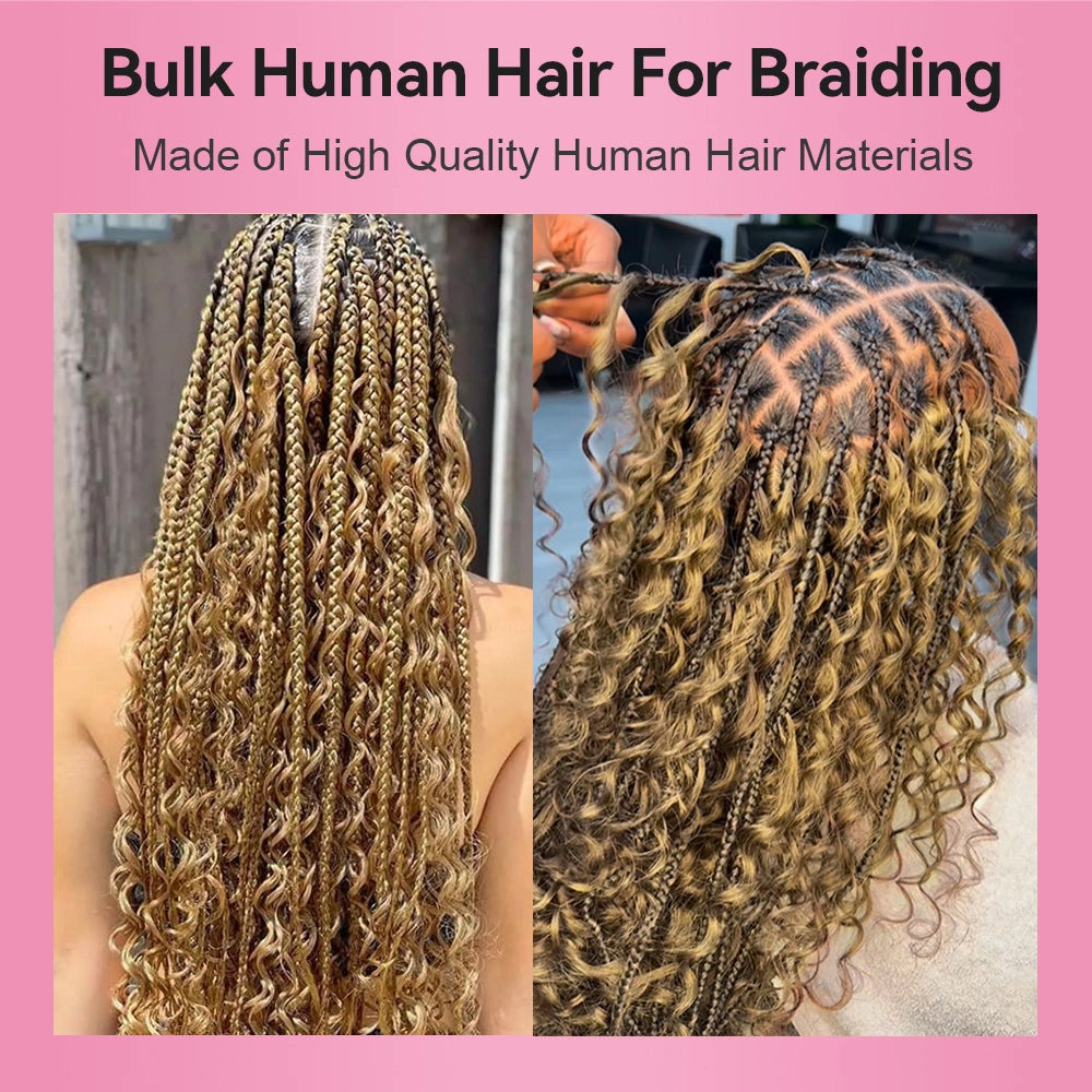 #27 Honey Blonde Deep Wave Hair Bulk | For Braiding | 100% Human Hair | BORUIHAIR