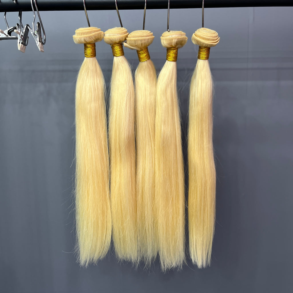 12A 3PCS 613 Blonde Straight Hair Bundles 100% Human Hair