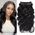 #1B 6Pcs Body Wave | PU Seamless Clip ins | Extensions Real Human Hair | boruihair