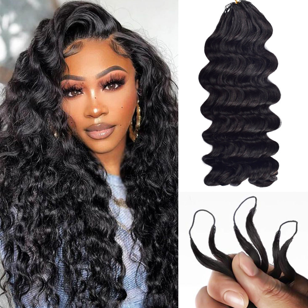 Loose Deep Wave Crochet Human Hair Pre Loop Extensions BORUIHAIR