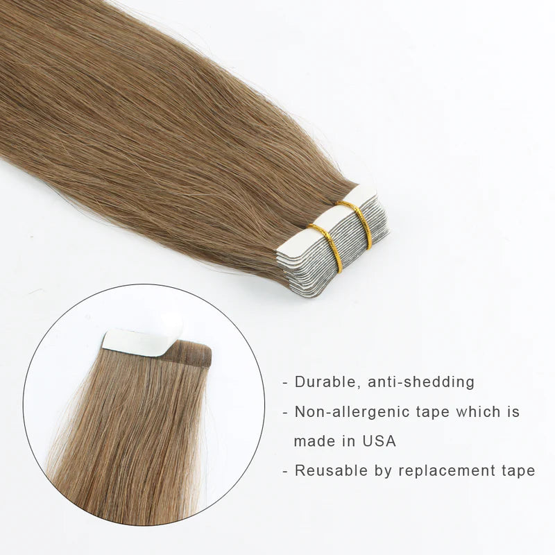 #6 Straight Tape in Hair  Extensions 20pcs 50g/pack Seamless Skin Weft Hair | 100% Human Hair | BORUIHAIR