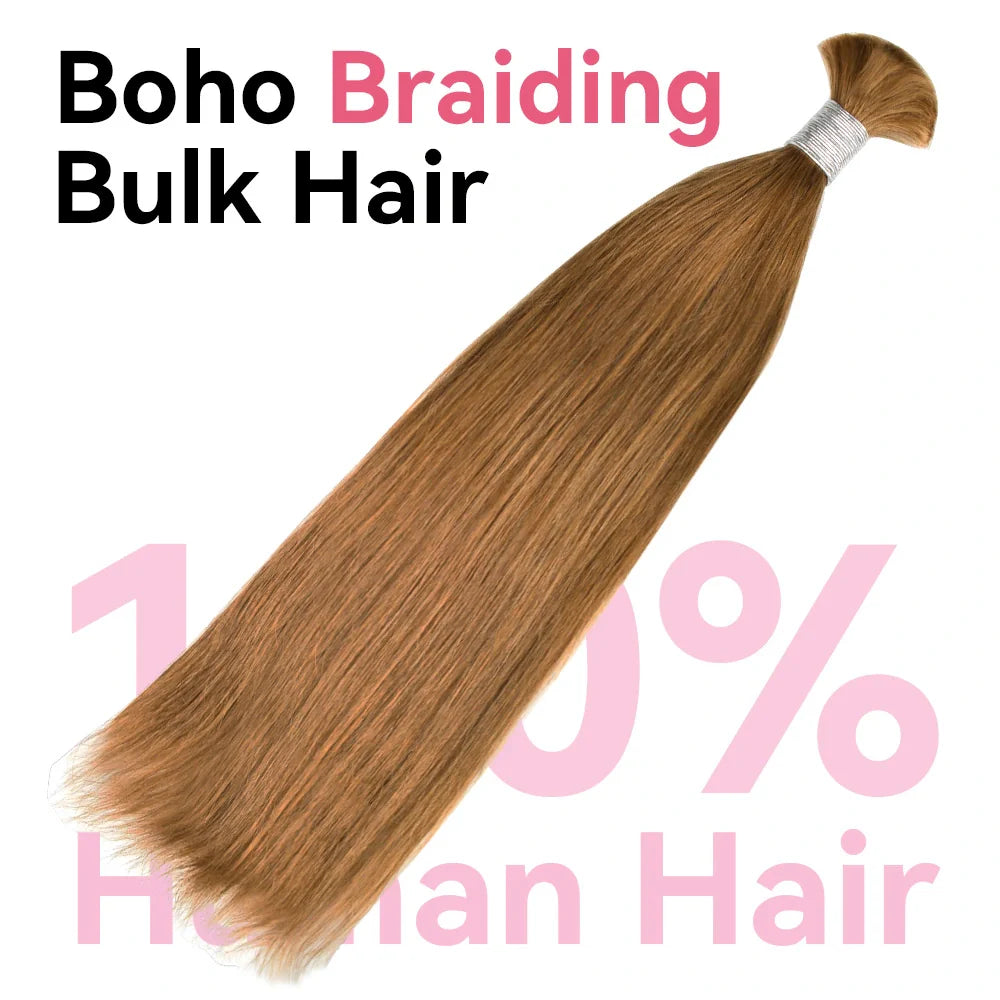 #30 Straight Hair Bulk | Boho Braids | No Weft | 100% Human Hair | BORUIHAIR