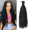 #1B Natural Black Boho Braids Kinky Curly No Weft Bulk Hair for Human Hair BORUIHAIR