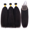 Kinky Straight 3PCS Bundles & 1PC 13x6 Lace Frontal | Transparent & HD Lace | 100% Human Hair | Top Virgin Hair