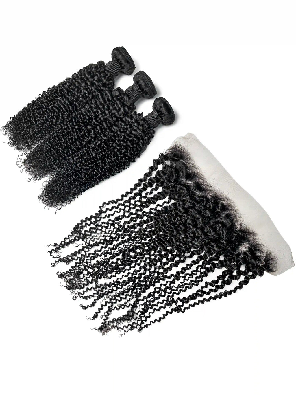 Kinky Curly 3PCS Bundles & 1PC 13x4 Lace Frontal | Transparent & HD Lace | 100% Human Hair | Top Virgin Hair