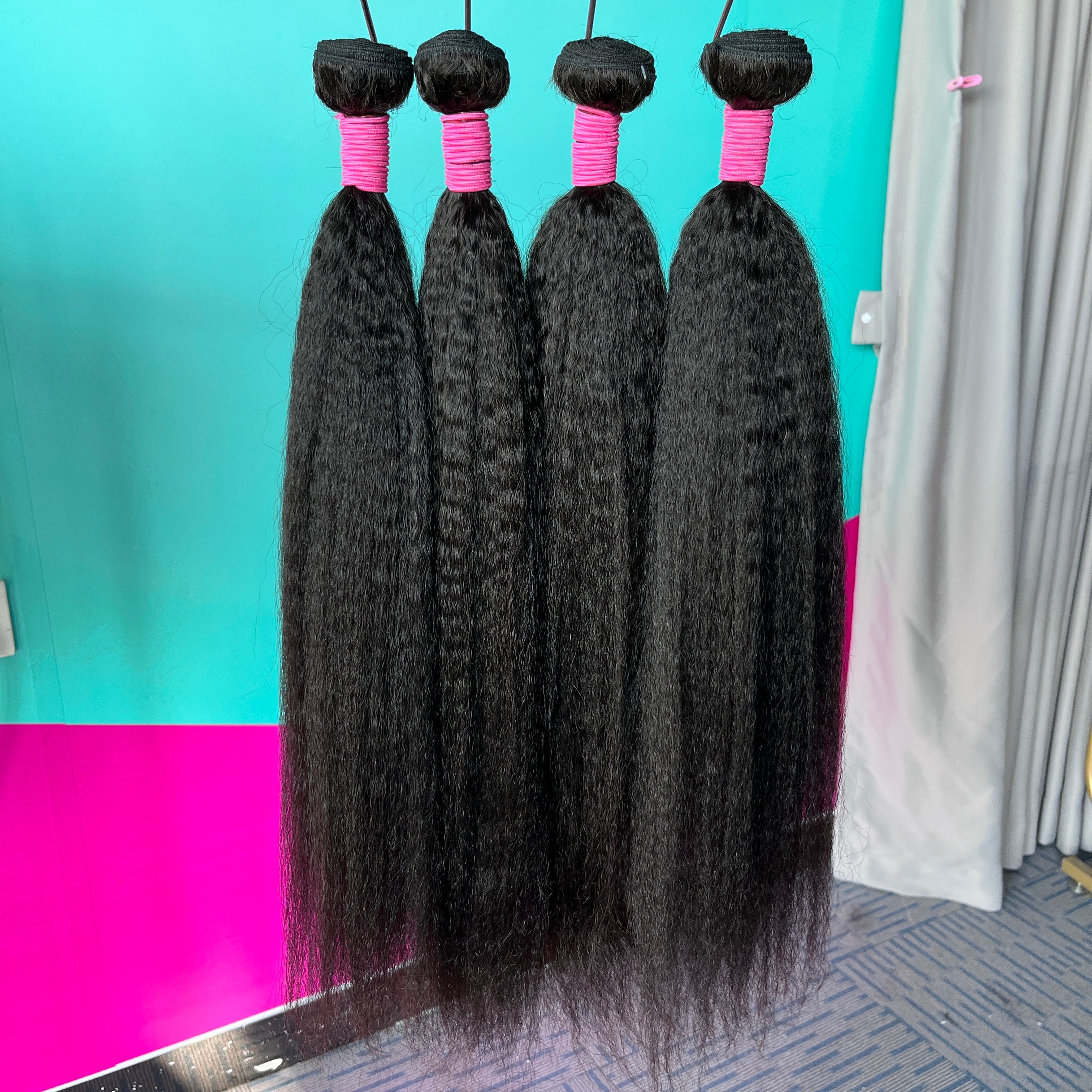 Kinky Straight 4PCS Bundles & 1PC Closure or Frontal – 5x5, 13x4 & 13x6 | 100% Human Hair | Transparent Lace Wig | Boruihair