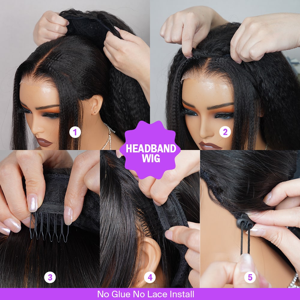 Yaki Straight | Virgin Hair | Wear & Go Half Wig | 3 In 1 Wig No Glue Half Wig | 100% Human Hair