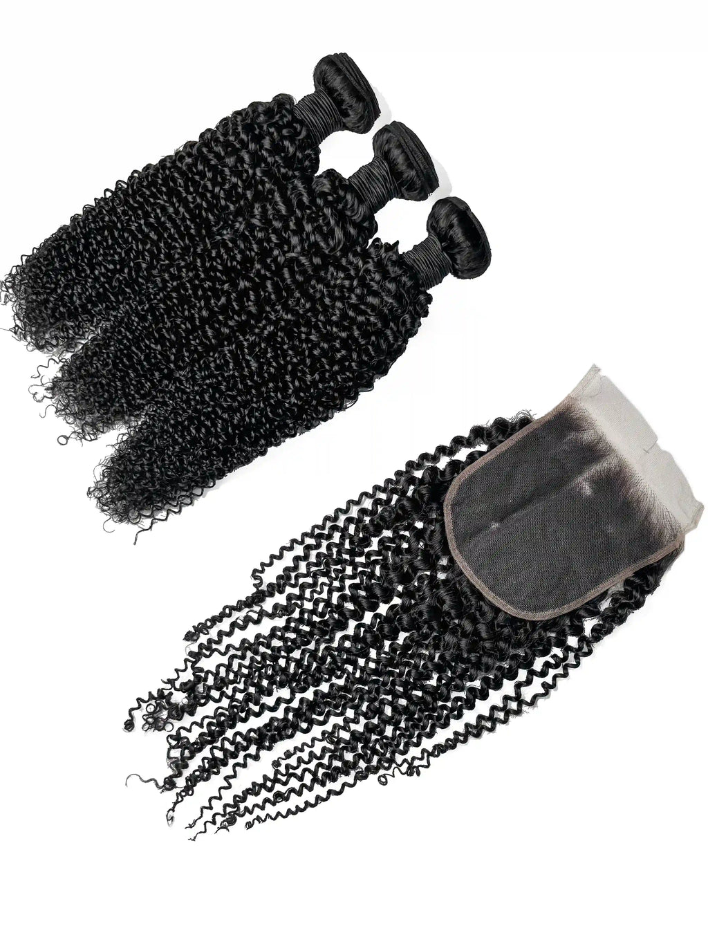 Kinky Curly 3PCS Bundles & 1PC 5x5 Lace Closure | Transparent & HD Lace | 100% Human Hair | Top Virgin Hair