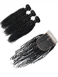 Kinky Curly 3PCS Bundles & 1PC 5x5 Lace Closure | Transparent & HD Lace | 100% Human Hair | Top Virgin Hair