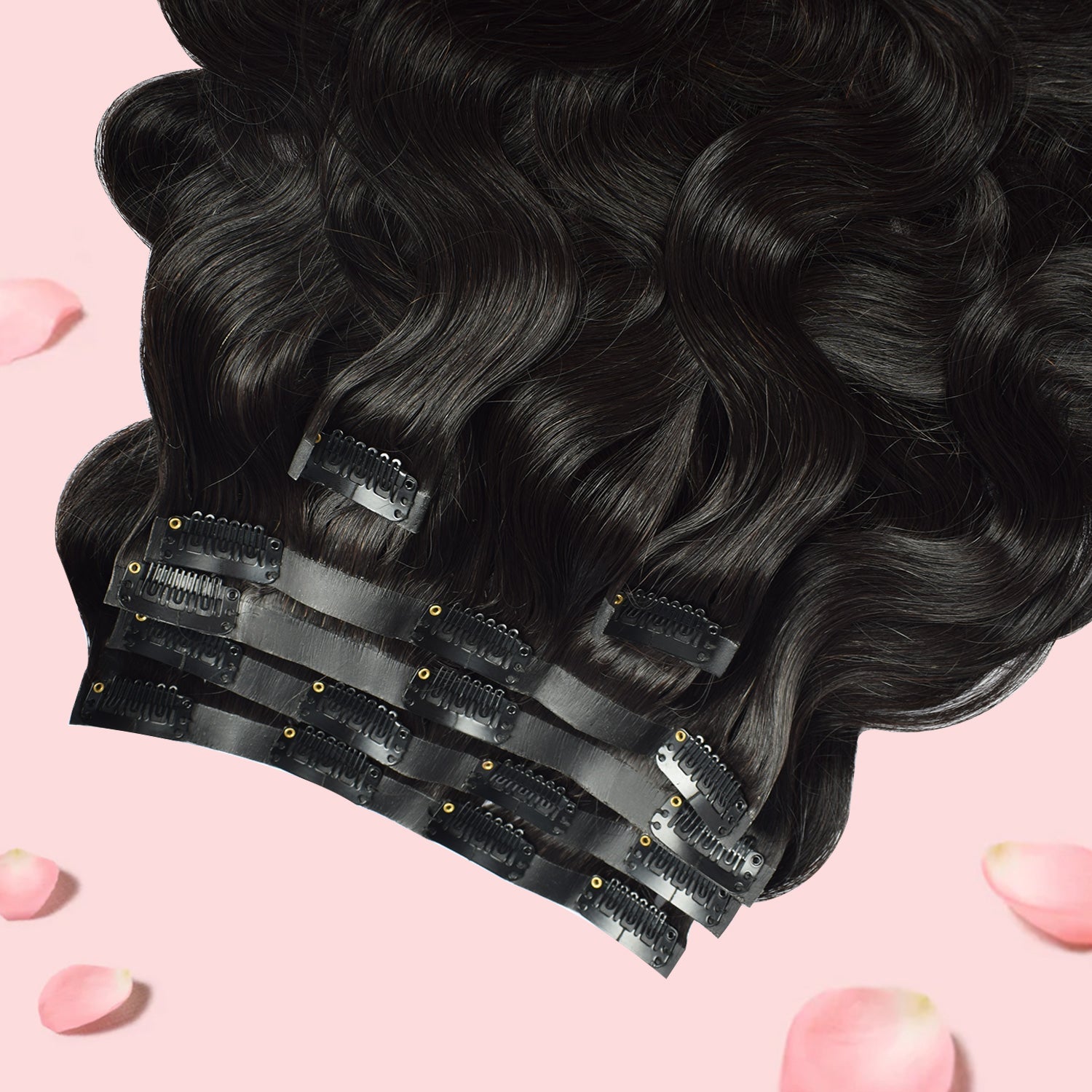 #1B 6Pcs Body Wave | PU Seamless Clip ins | Extensions Real Human Hair | boruihair