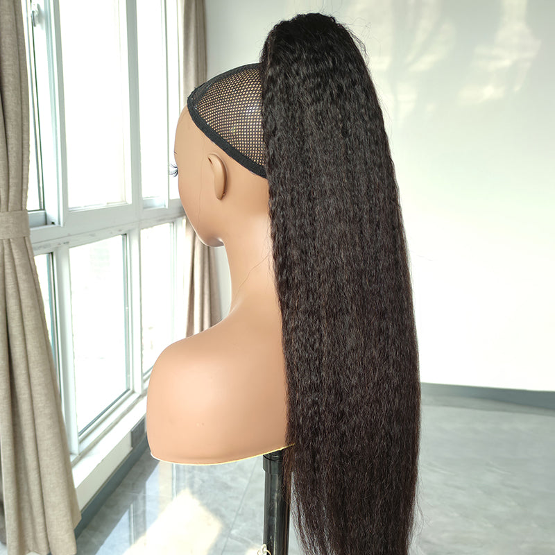 Kinky Straight 12A Warp Around Ponytails 100% Human Hair Ponytails