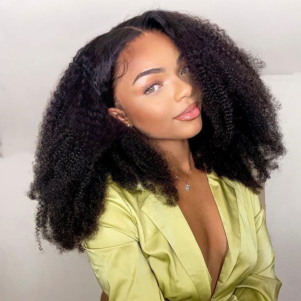 250% Density Boruihair Kinky Curly Glueless Pre‐Plucked Human Hair Wigs| V‐Part & U‐Part Options | 100% Human Hair