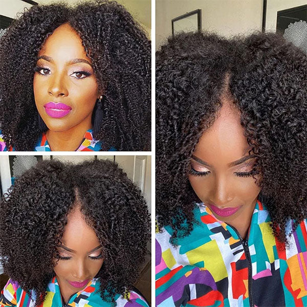 250% Density Boruihair Afro Curly Glueless Pre‐Plucked Human Hair Wigs| V‐Part & U‐Part Options | 100% Human Hair