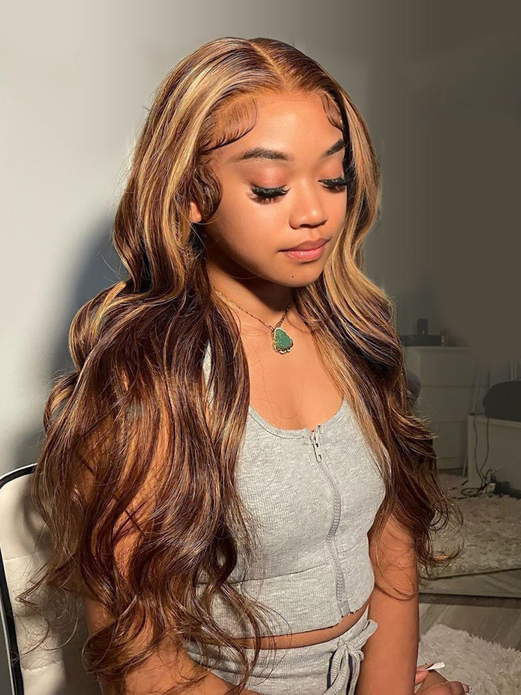 Highlight Piano Color 13x4 Body Wave Glueless Lace Wig | HD Lace & Transparent Lace | 200% & 250% Density | Boruihair 100% Human Hair