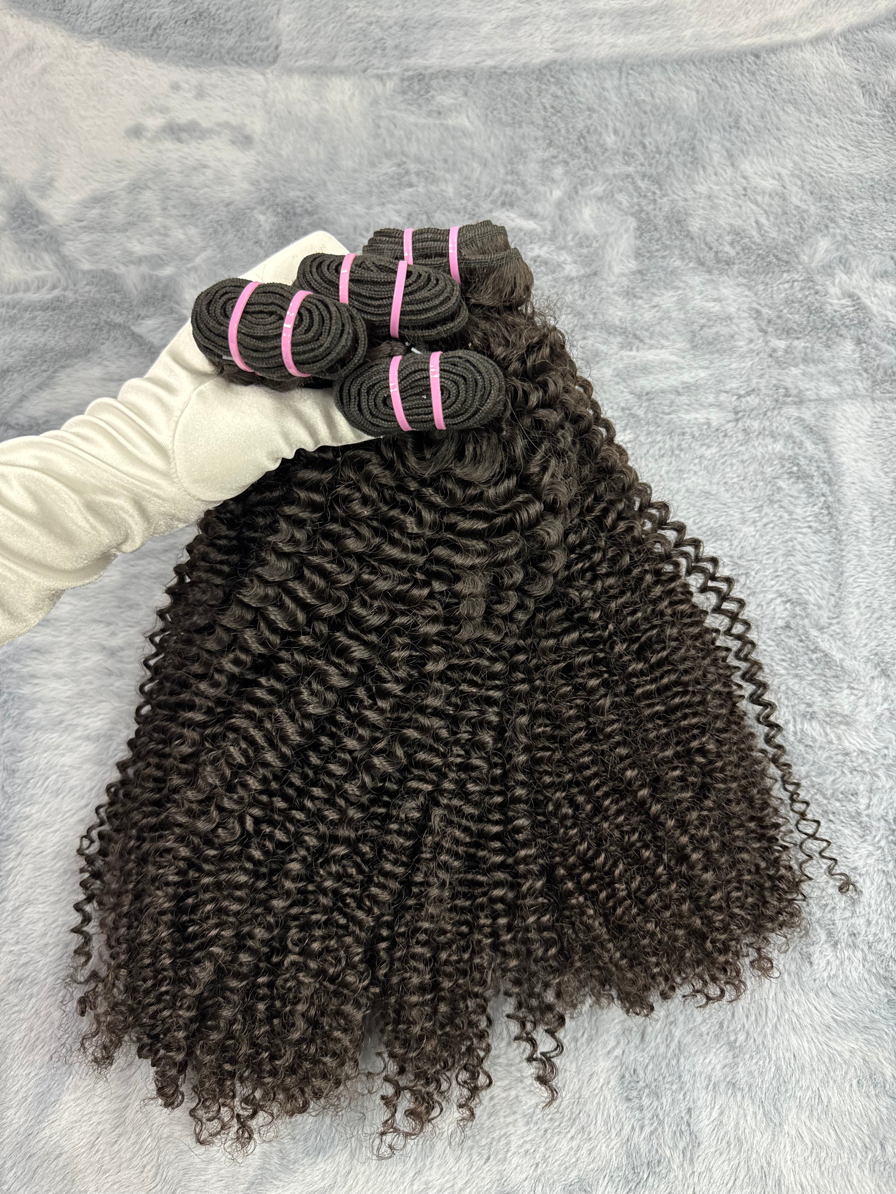 4PCS Kinky Curly Top Vrigin Hair Bundles | 12–30 Inch |Boruihair | 100% Human Hair