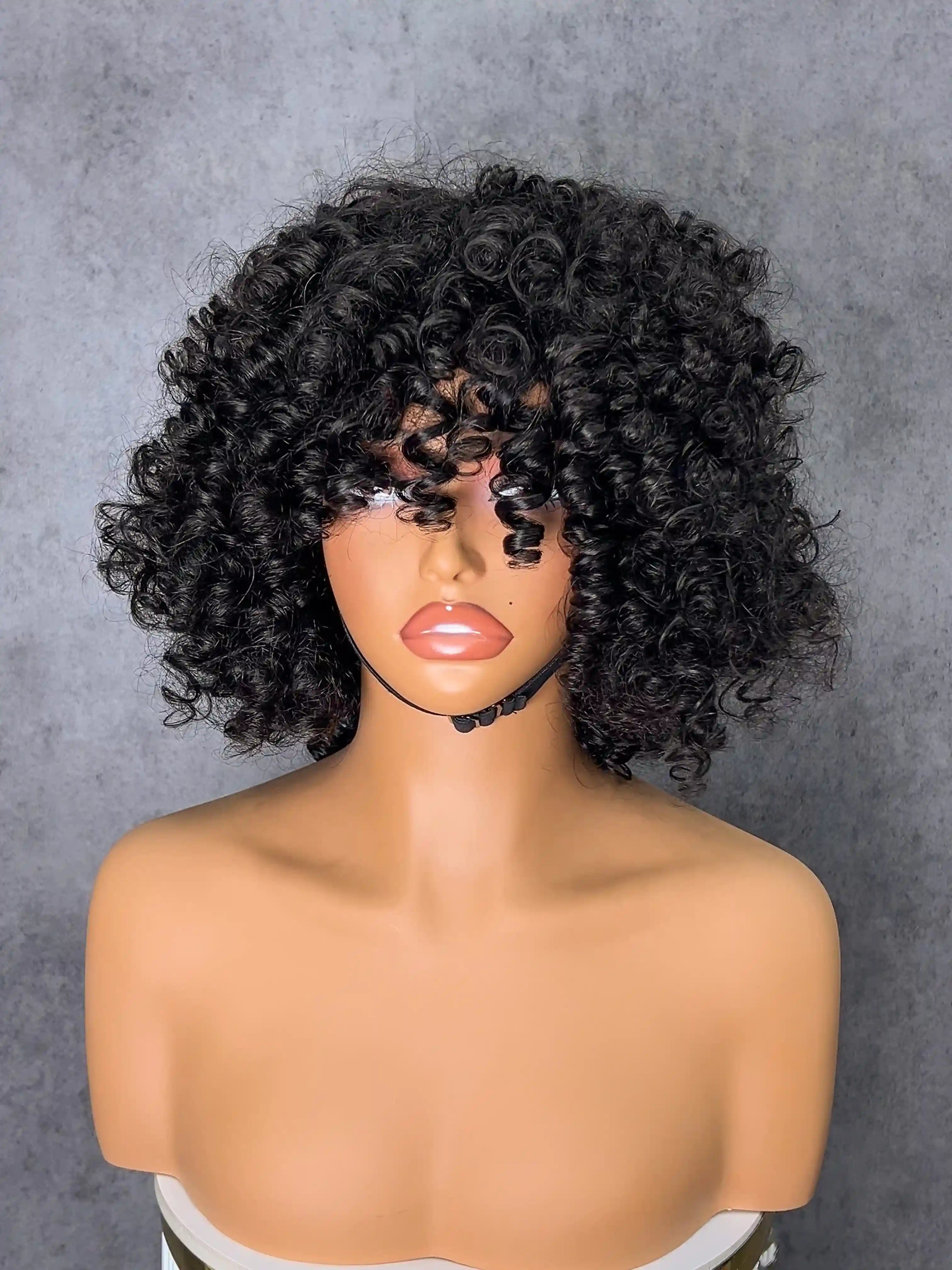 SDD Rose Curly Drawstring Wigs Easy To Wear & Go 3/4 Flip Over Half Wig Glueless 100% Human Hair