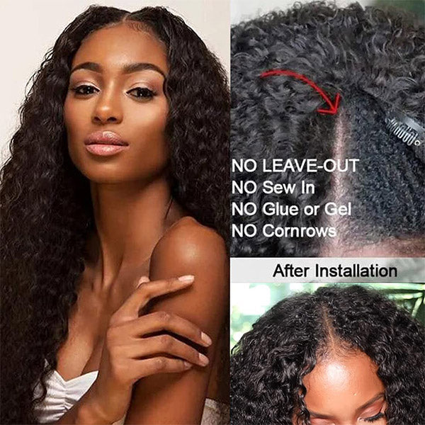 250% Density Boruihair Burmese Curly Glueless Pre‐Plucked Human Hair Wigs| V‐Part & U‐Part Options | 100% Human Hair
