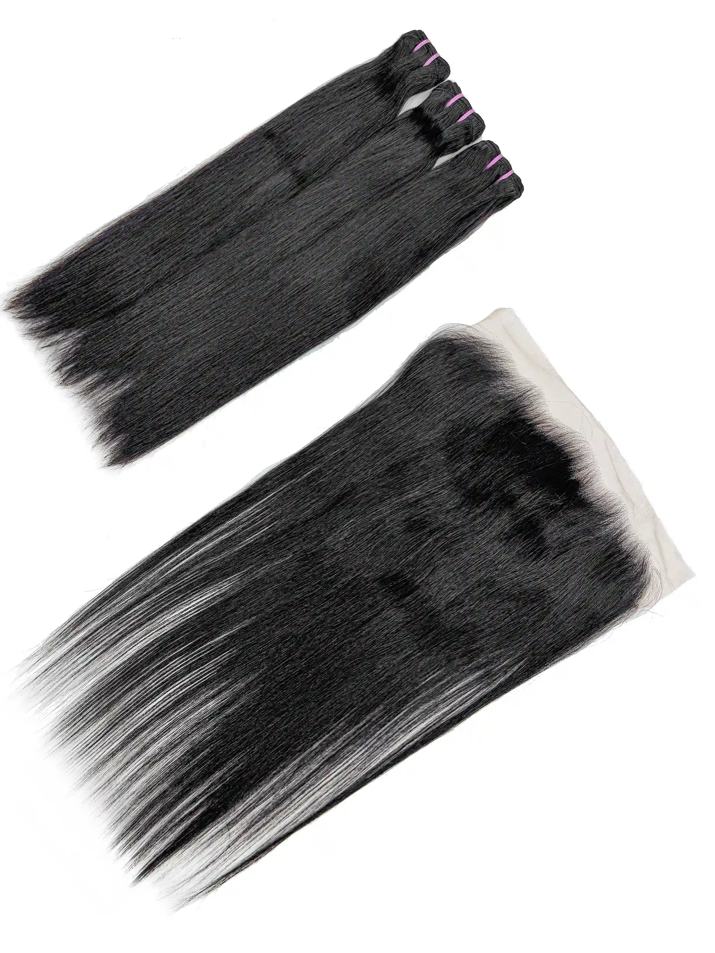 Straight 3PCS Bundles & 1PC 13x6 Lace Frontal | Transparent & HD Lace | 100% Human Hair | Top Virgin Hair