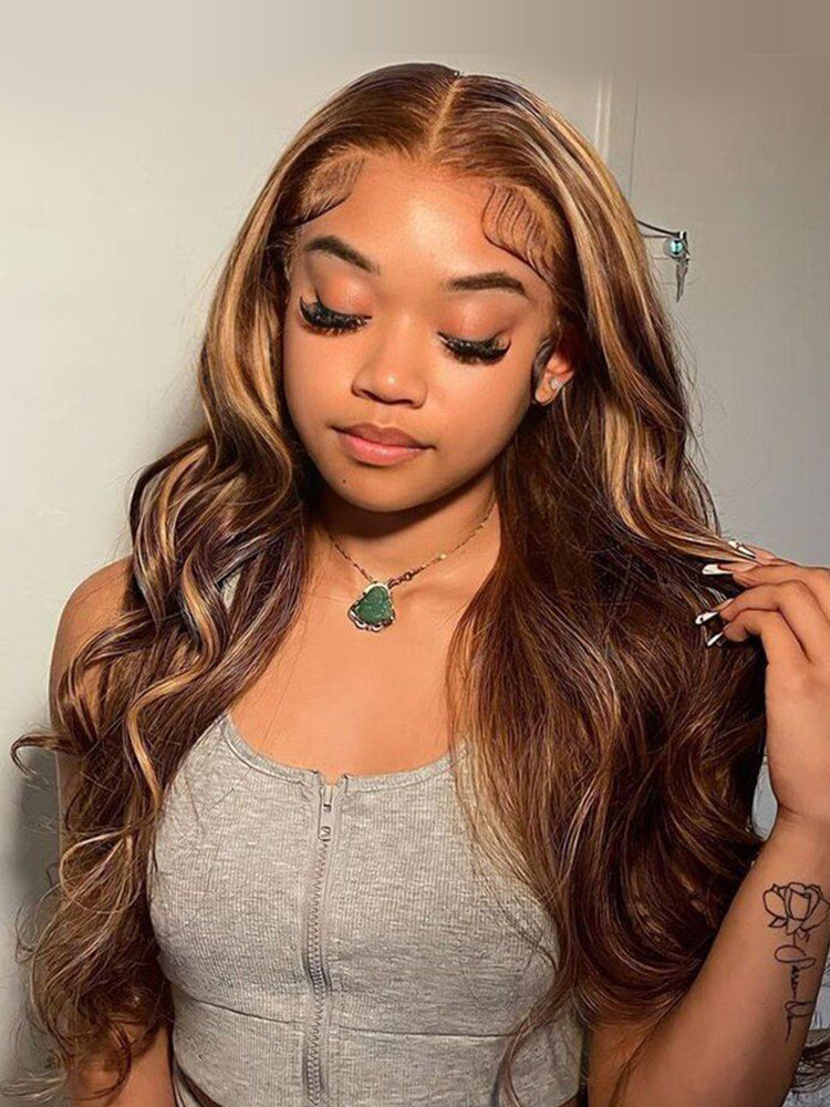 Highlight Piano Color 13x4 Body Wave Glueless Lace Wig | HD Lace & Transparent Lace | 200% & 250% Density | Boruihair 100% Human Hair