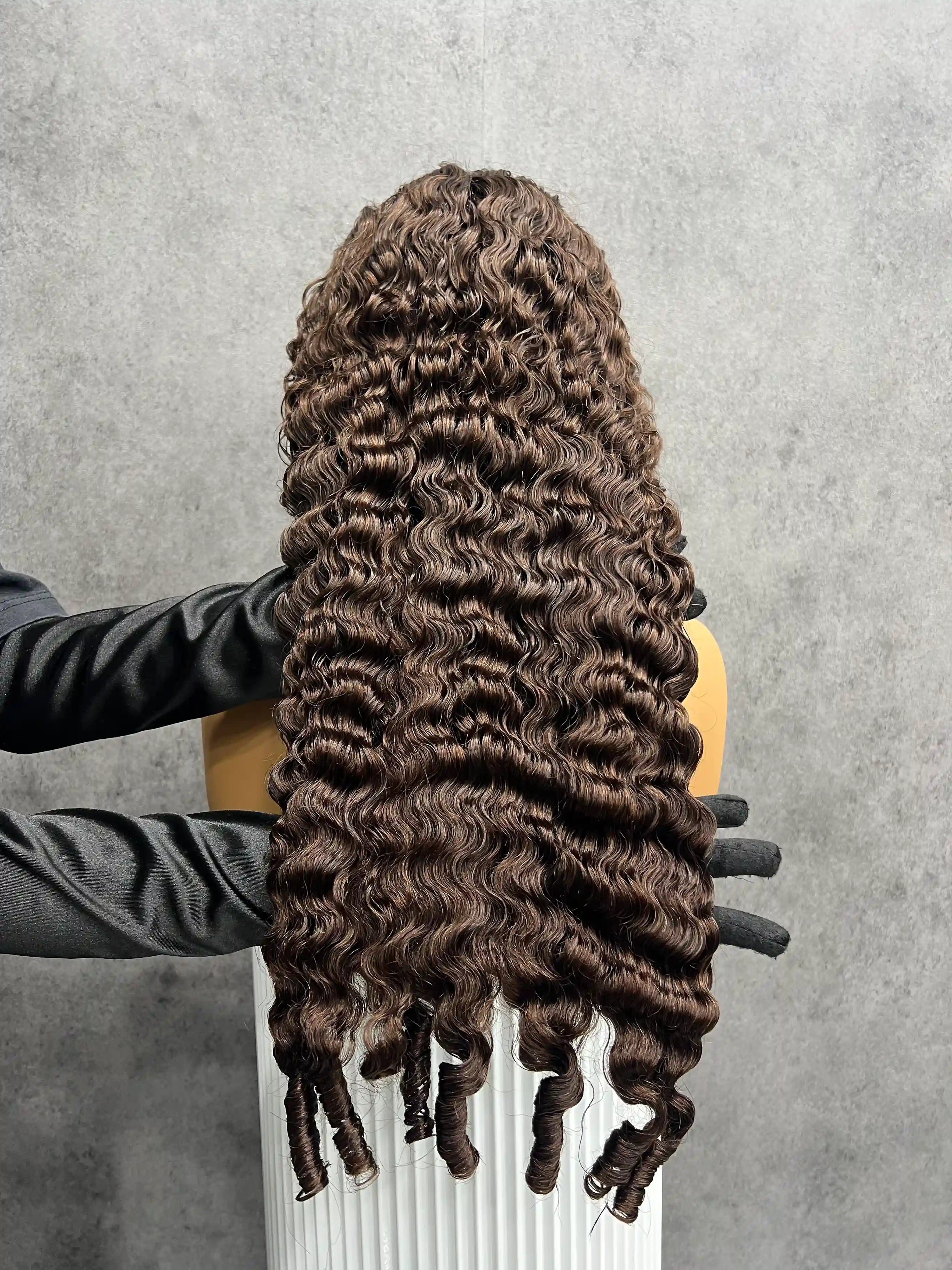 Spiral Burmese Curly Virgin Hair 2# Colorful Closure Lace Wig BoruiHair| 5x5 Closure & 13x4 Frontal| 100% Human Hair