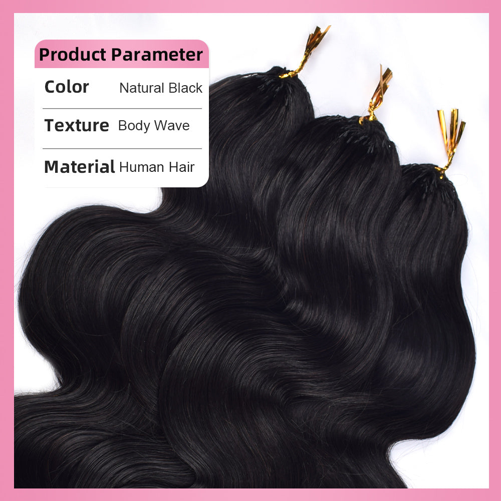 Body Wave Crochet Human Hair Pre Loop Extensions BORUIHAIR
