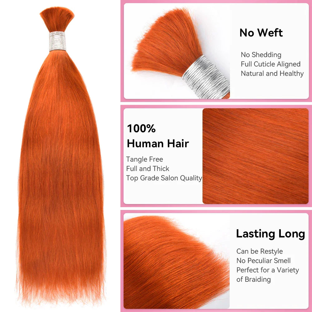 #350 Straight Hair Bulk | Boho Braids | No Weft | 100% Human Hair | BORUIHAIR
