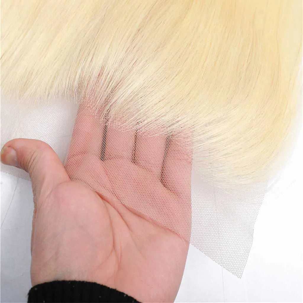 12A 3PCS + 13X4/13X6 Transparent Lace Frontal Straight #613 Bundles With Transparent Lace Frontal