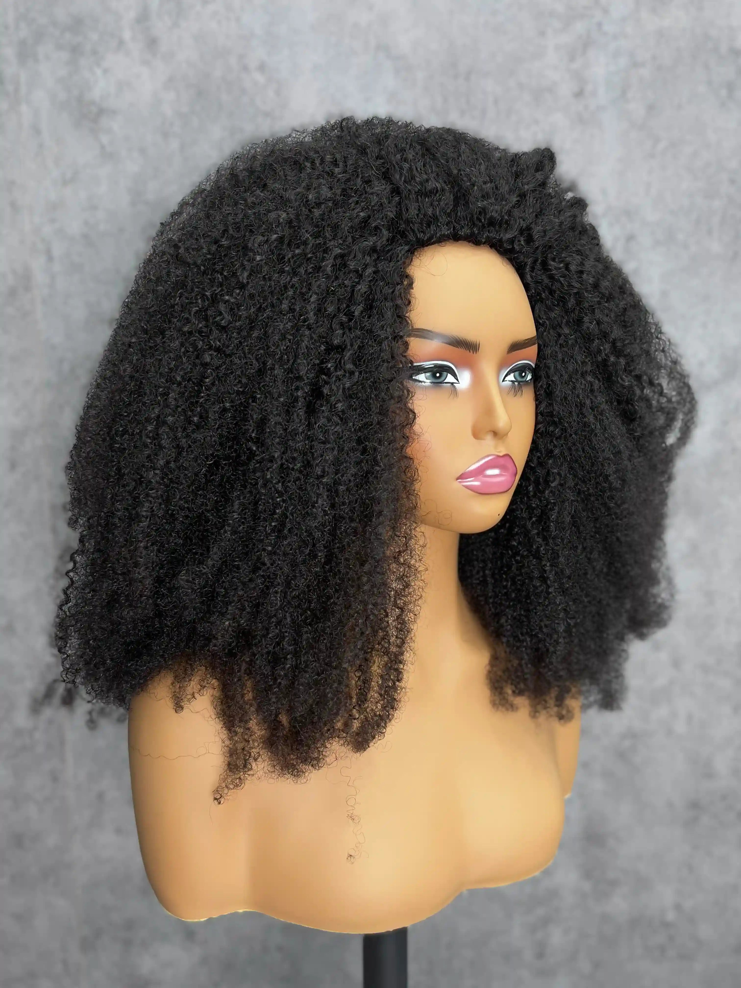 Afro Kinky  Curly | Virgin Hair | Wear & Go Half Wig | 3 In 1 Wig No Glue Half Wig | 100% Human Hair