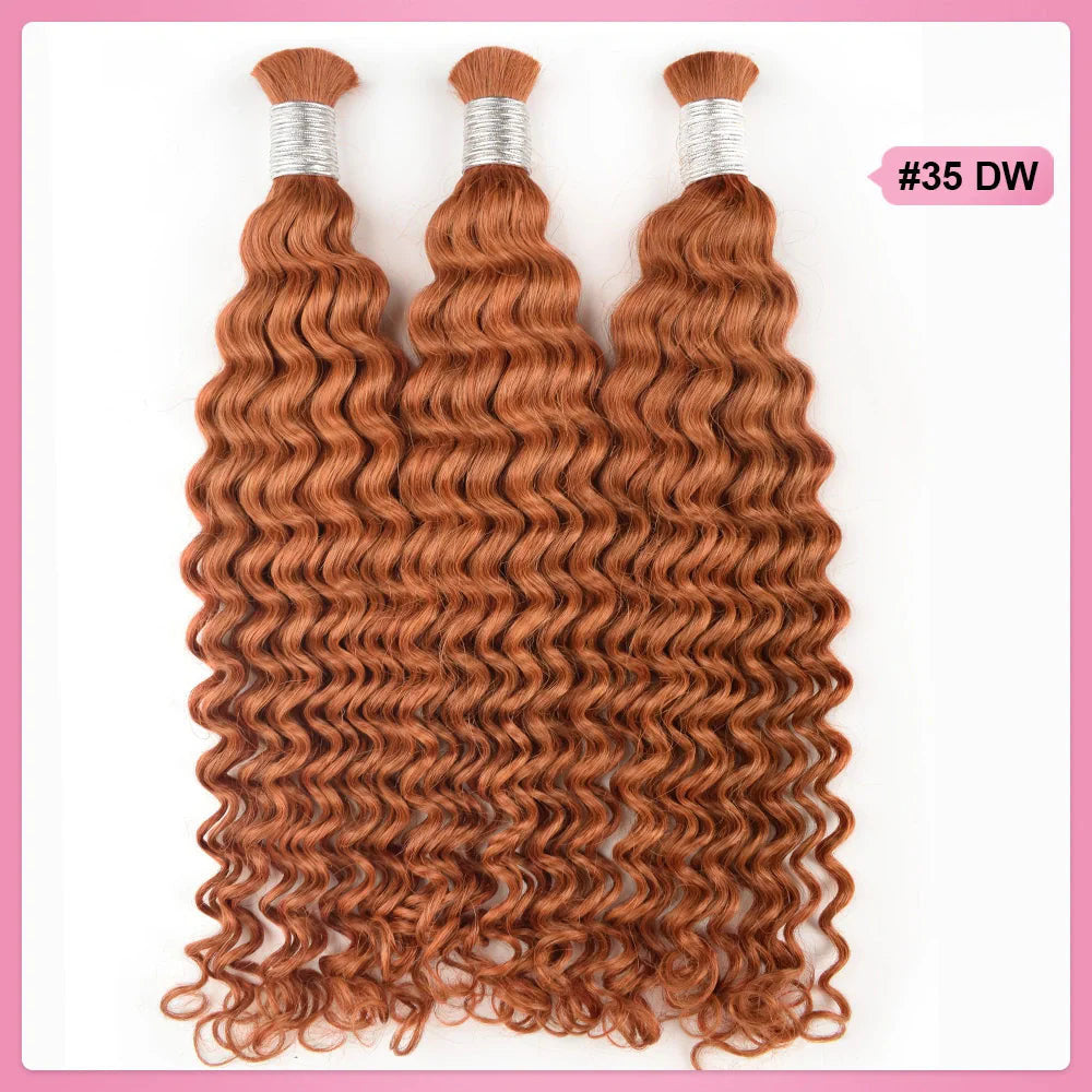 #35 Deep Wave Hair Bulk | Boho Braids | No Weft | 100% Human Hair | BORUIHAIR