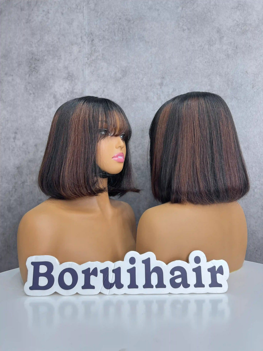 2x6 Lace Bob Human Hair Wig With Bangs Vietnamese Lace Straight Colorful Wig| 2x6 Transparent Closure | 100% Human Hair | Boruihair