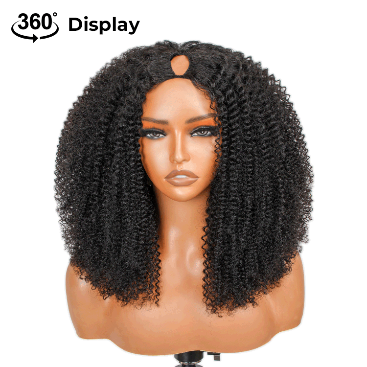 250% Density Boruihair Kinky Curly Glueless Pre‐Plucked Human Hair Wigs| V‐Part & U‐Part Options | 100% Human Hair