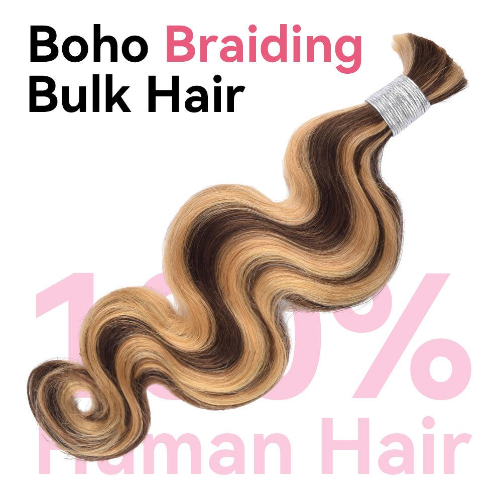 #4/27 Body Wave Hair Bulk | For Braiding | 100% Human Hair | BORUIHAIR