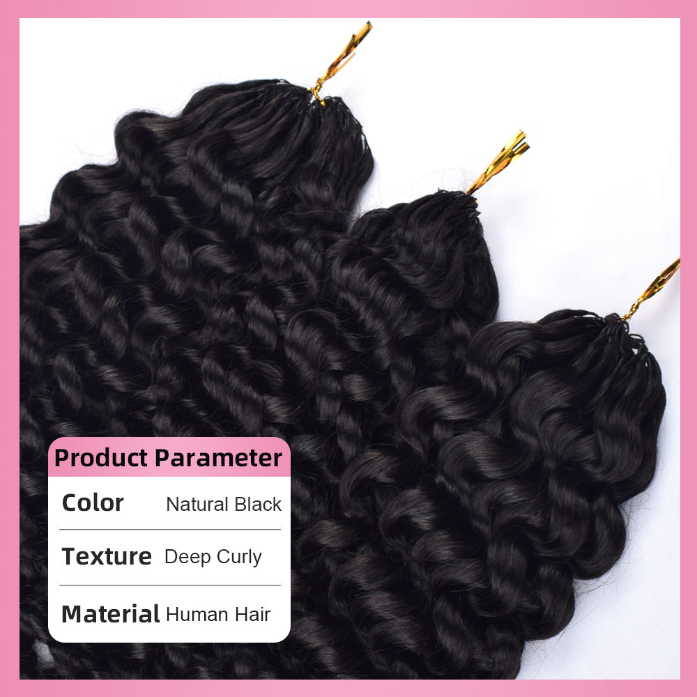 Deep Curly Crochet Human Hair Pre Loop Extensions BORUIHAIR