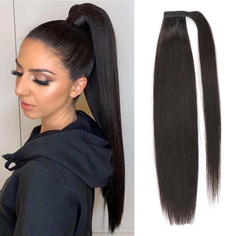 Straight 12A Warp Around Ponytails 100% Human Hair Ponytails