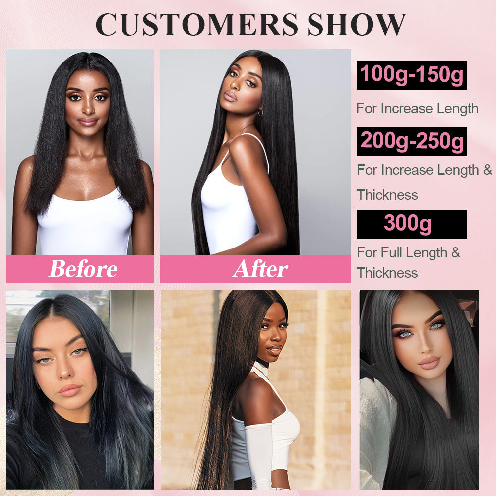 #1B Straight Tape in Hair  Extensions 20pcs 50g/pack Seamless Skin Weft Hair | 100% Human Hair | BORUIHAIR