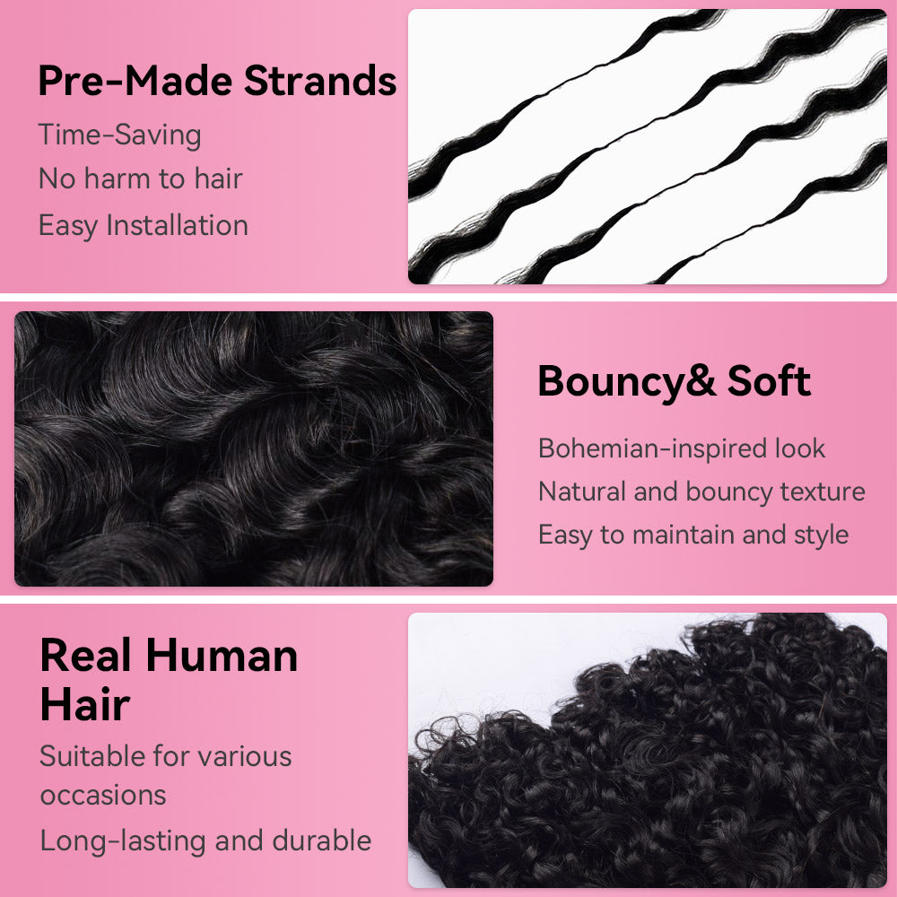 Burmese Curly Crochet Human Hair Pre Loop Extensions BORUIHAIR